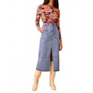 NEW HUNTER BELL parke skirt in blockerly denim